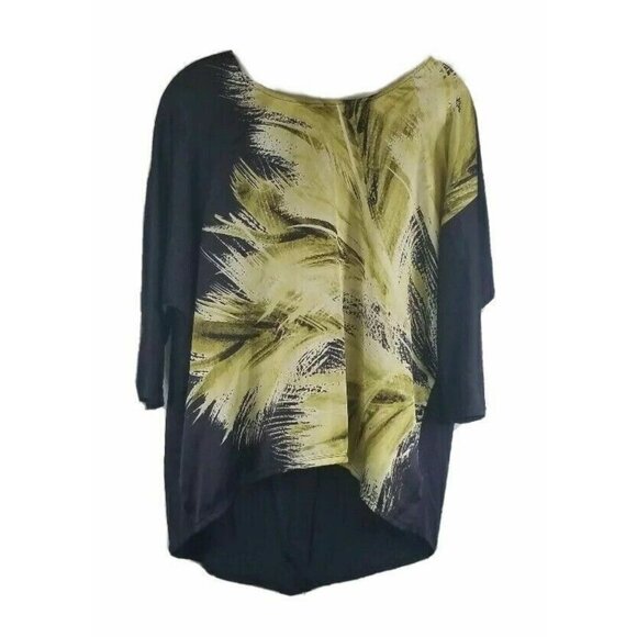 Coldwater Creek Green Black Button Back Top M 10 12 - Picture 1 of 4